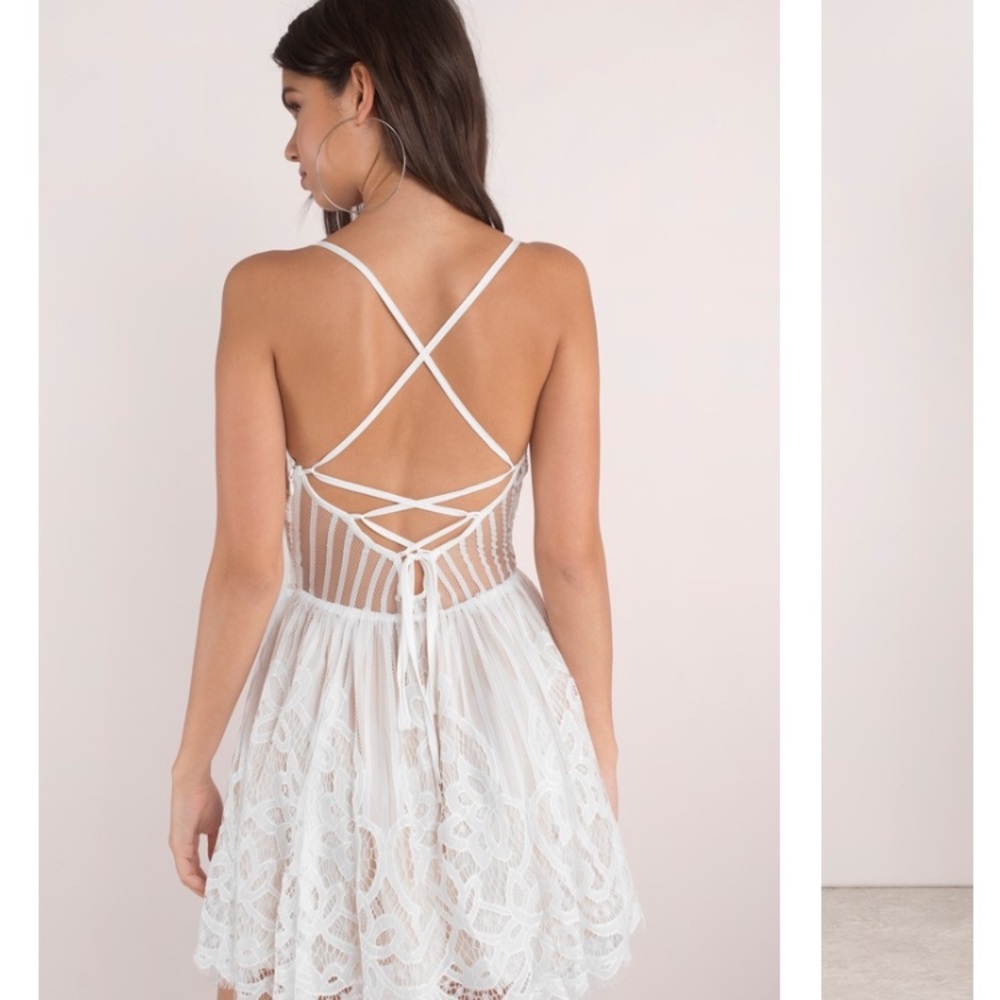 TOBI Sera white lace skater dress